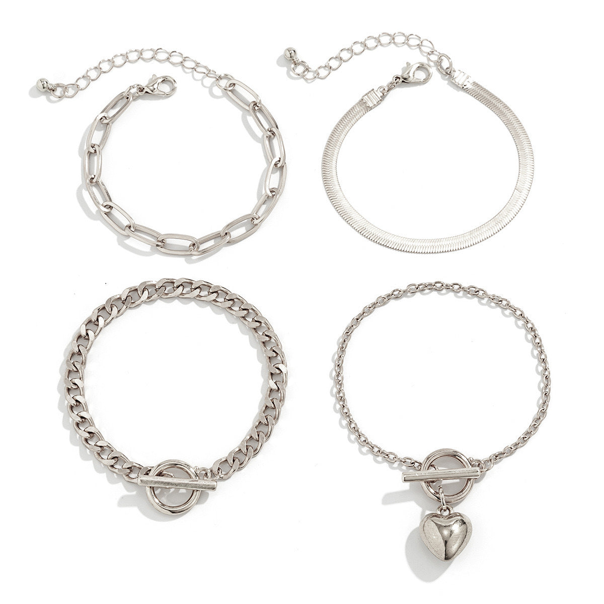 Chain Hip Hop Geometric Heart Shape Punk Sweet Bracelet