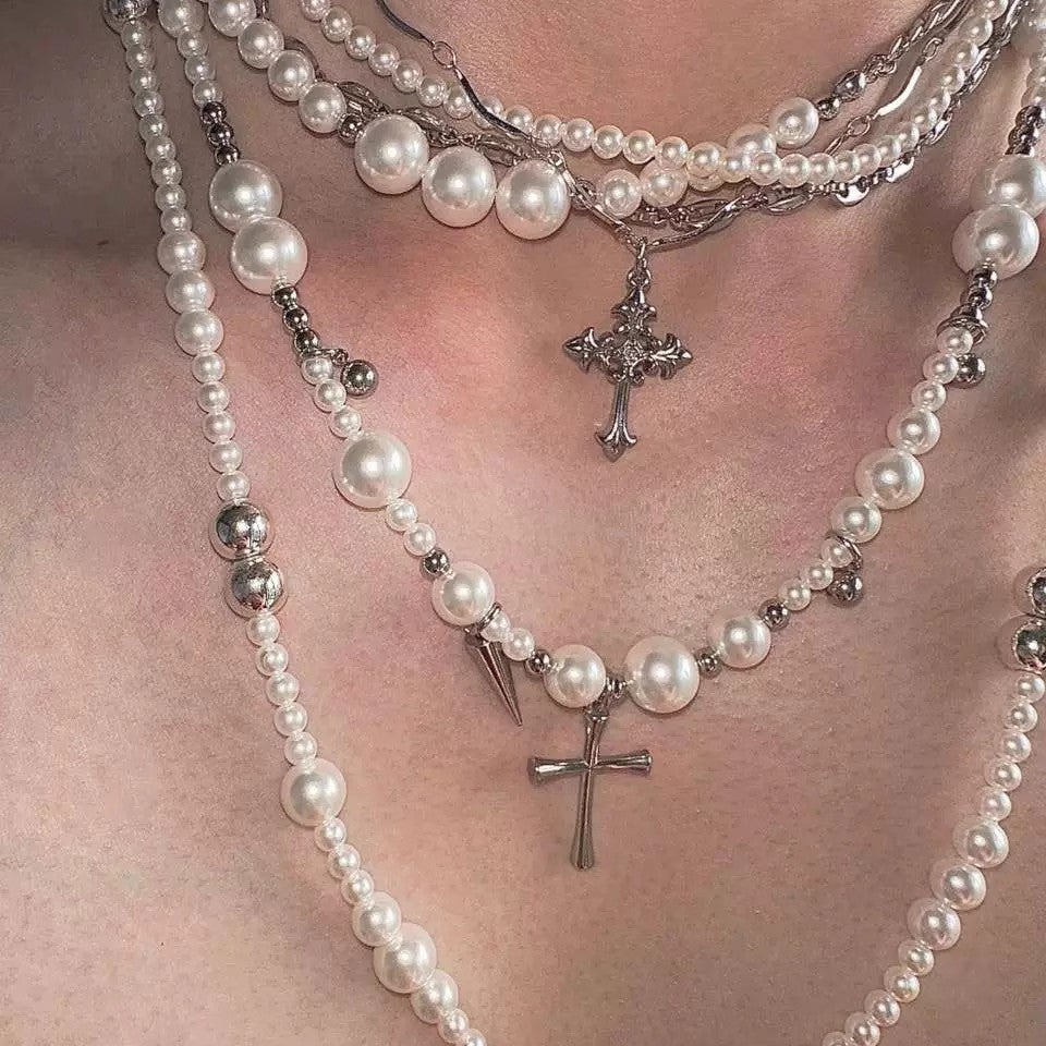 Niche Cross Sweater Chain Irregular Large Necklaces