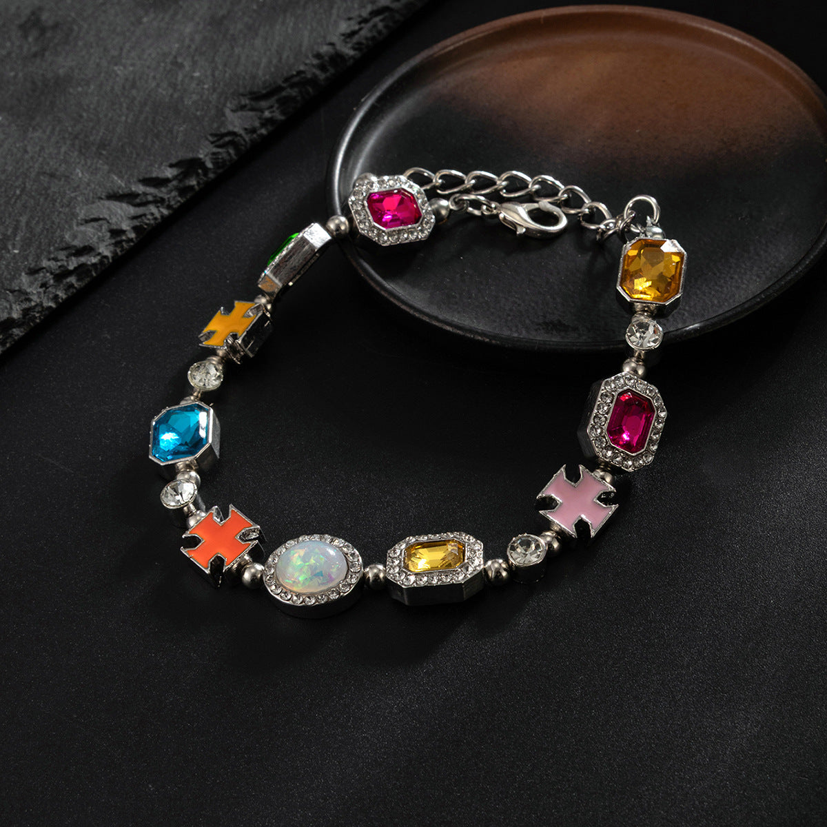 Men's Diamond Cross Personality High Sense Fashion Bracelet