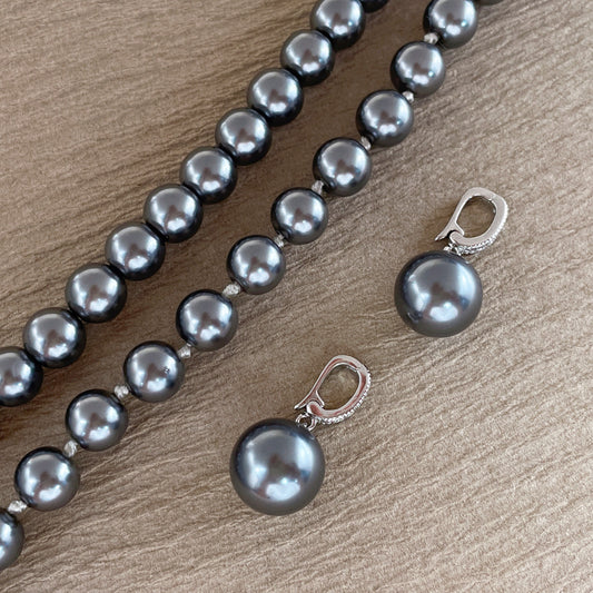 Light Black Pearl Long Luxury Twin Sweater Chain Necklaces