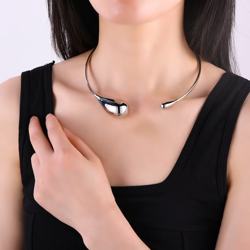 Alloy Exaggerated Female Lady Drop-shaped Metal Necklaces