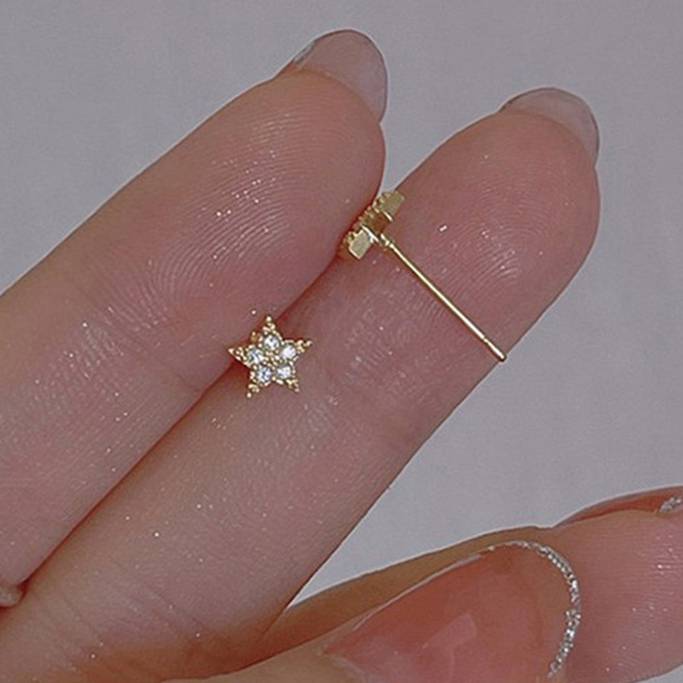 Rhinestone Mini Pentagram Female Korean Style Exquisite Small Light Luxury Rings