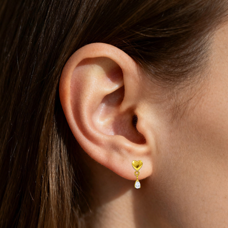 Alloy Internal Thread Piercing Five-star Water Drop Ear Stud Earrings