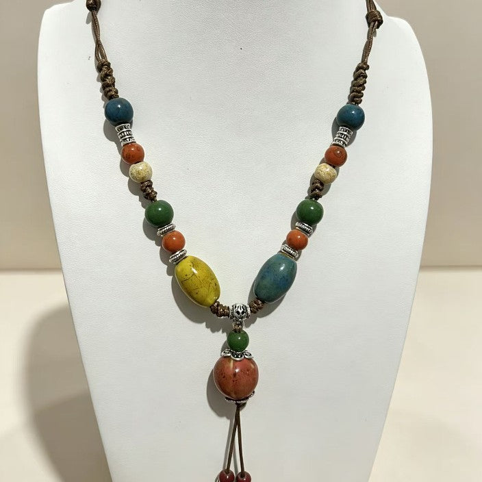 Beaded Ceramic Beads Bohemian Gravel Color Necklaces