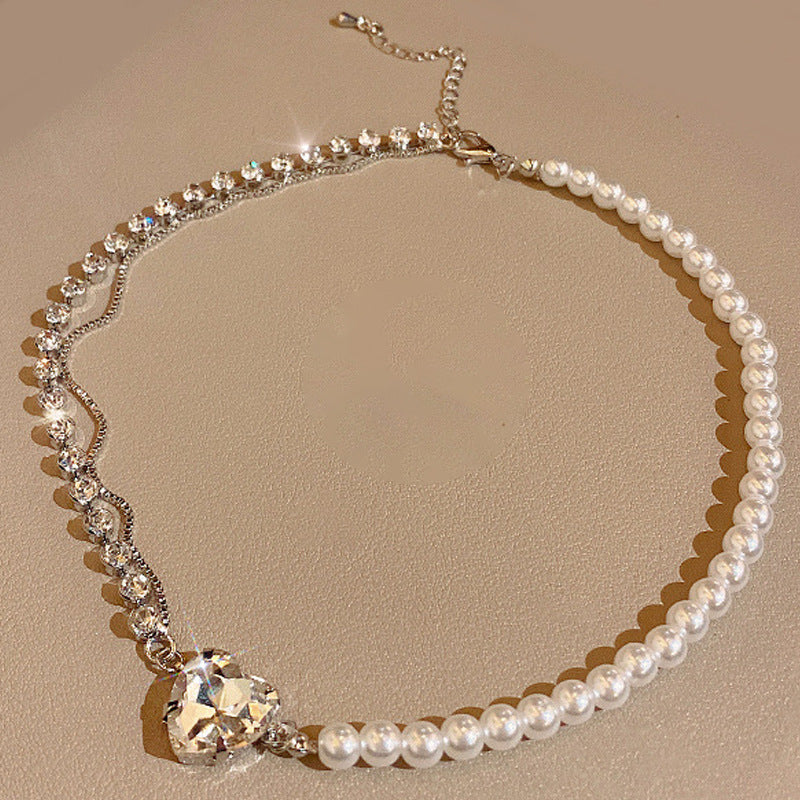 Women's Stitching Heart Clavicle Chain Light Luxury Necklaces