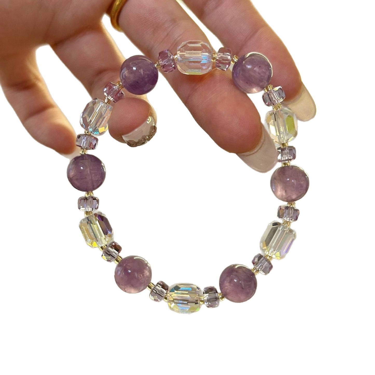 Crystal Light Luxury High-grade Amethyst Citrine Pink Twin Natural Bracelet