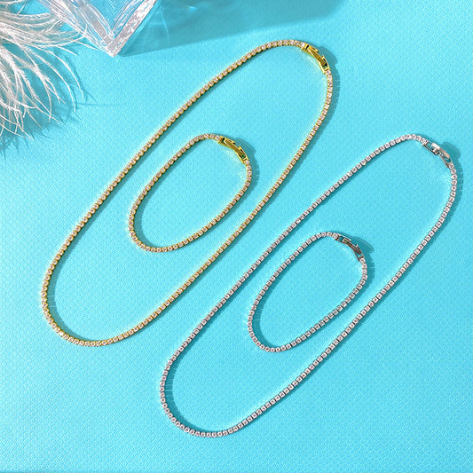 Women's & Men's Elegant Light Luxury Gang Drill Zircon Trendy Full Diamond Geometric Necklaces
