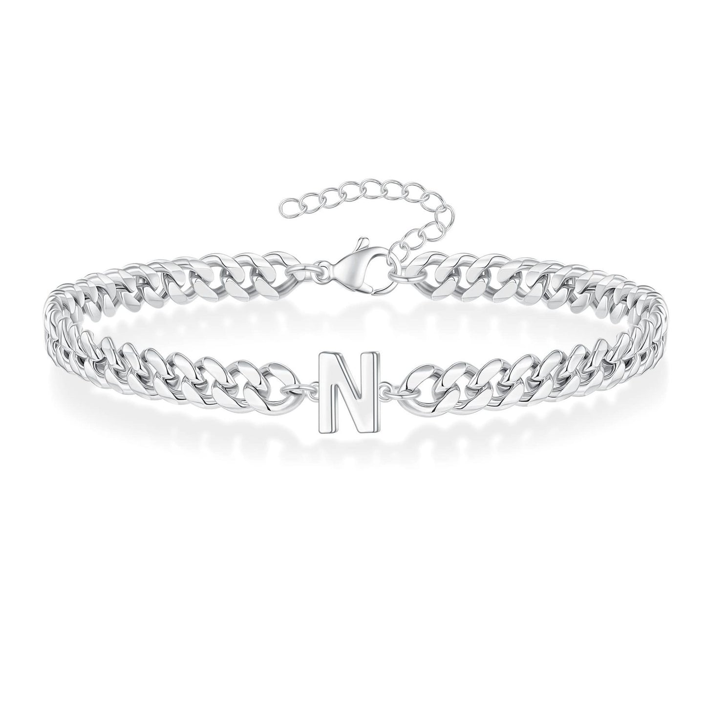 Men's English Initial Letter Stainless Steel Couple Bracelets