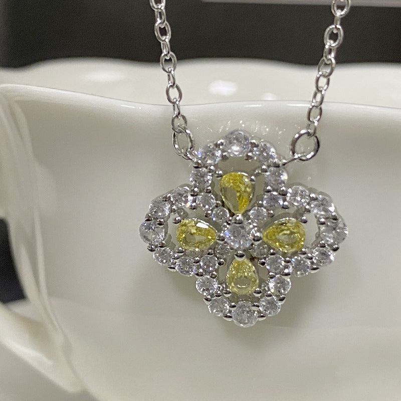 Women's Classic Rainbow Four Leaf Clover Ear Simple Plated Bright Zirconium Jewelry Set