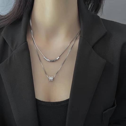 Women's Rhinestone Square For Graceful Personality High-grade Clavicle Necklaces