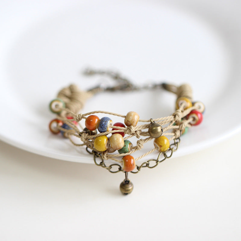 Women's Flower Glaze Color Beads Bohemian Style Fashion Bracelets
