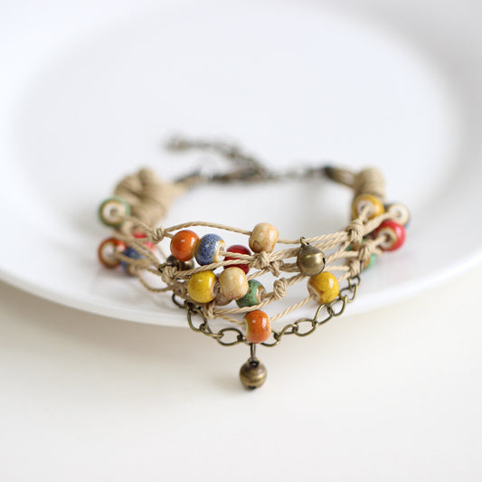 Women's Flower Glaze Color Beads Bohemian Style Fashion Bracelets