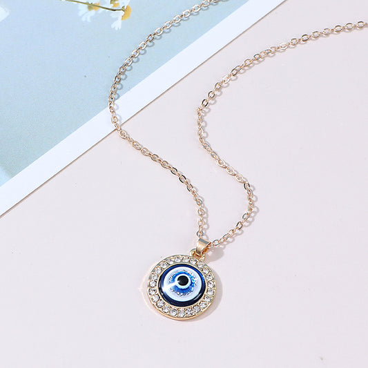 Turkish Devil's Eye Spot Drill Round Necklaces