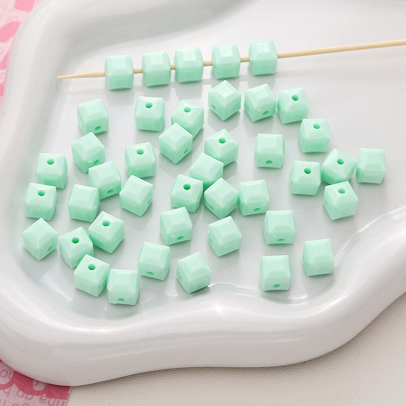 Acrylic Solid Color Imitation Glass Three-dimensional Square Jewelry Accessories