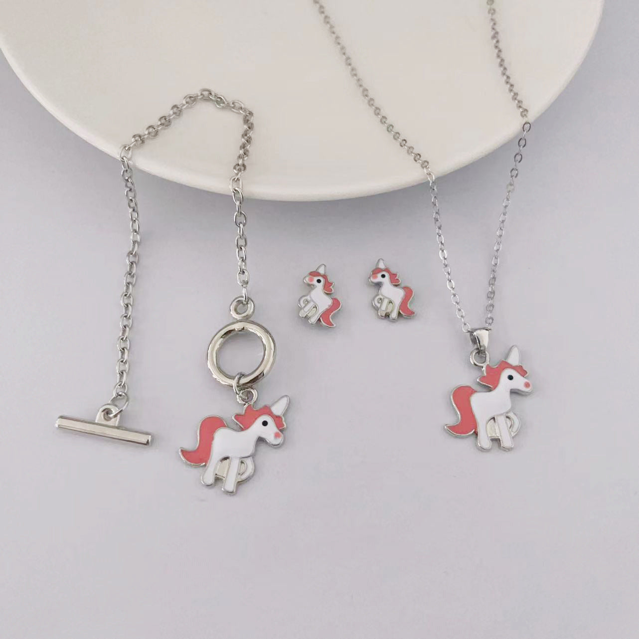 Fashion Temperament Clavicle Chain Niche Popular Unicorn Jewelry Set