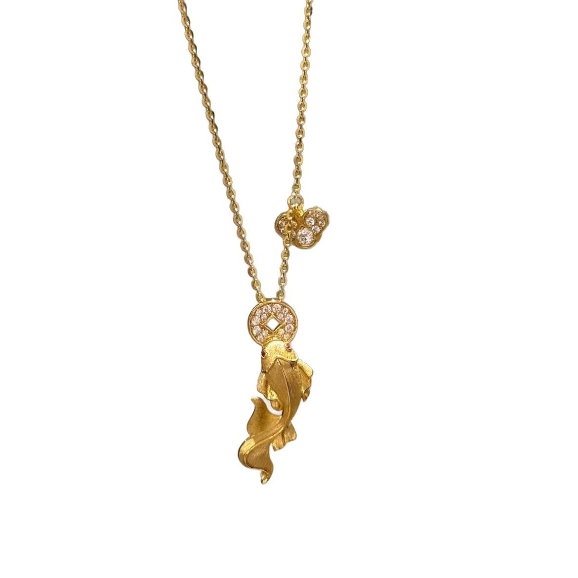 Ancient Style Swallowing Gold Koi Design Retro Necklace