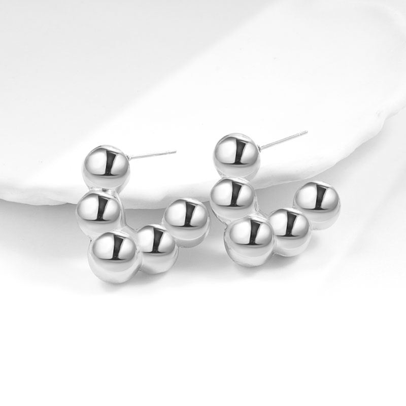 Geometric Metal Niche Design Frosty Style High Stud Earrings