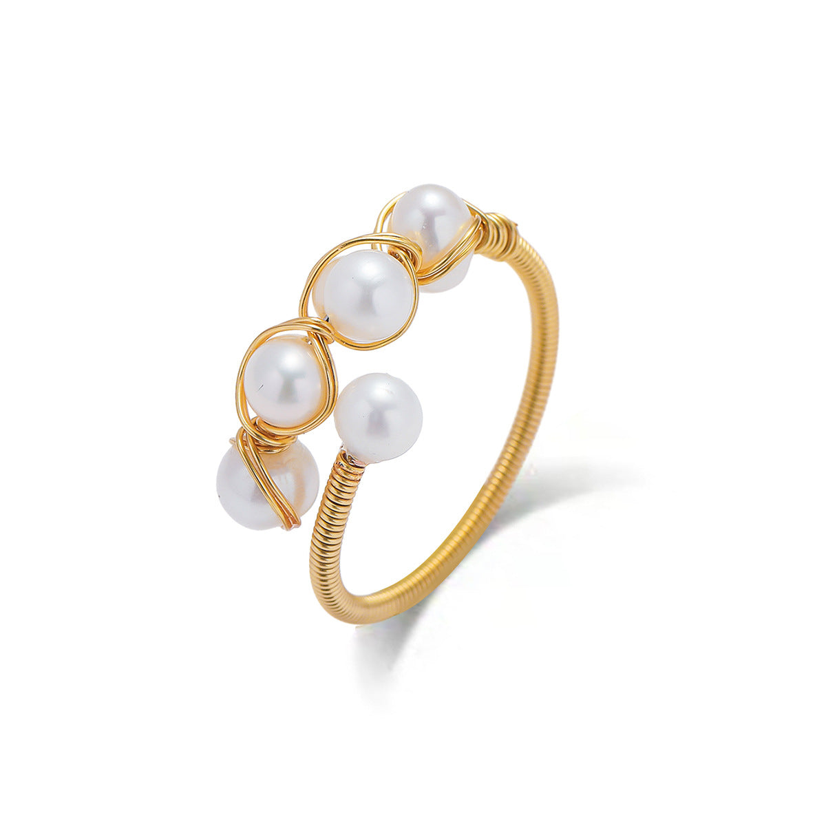 Freshwater Baroque Shaped Pearl Opal Simple Rings