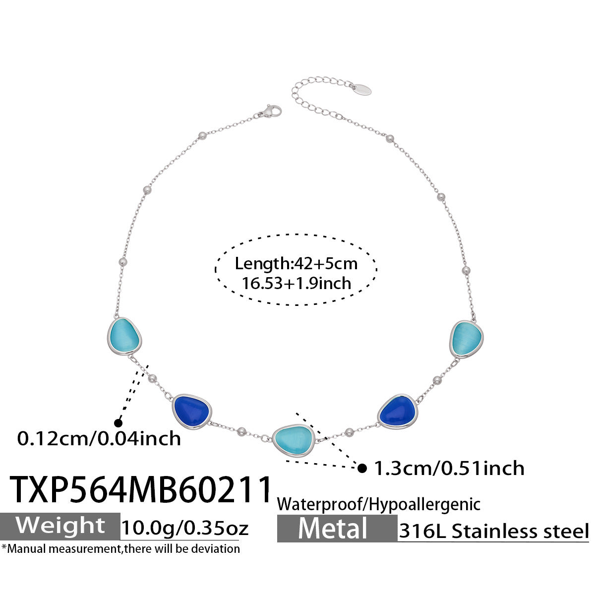 Li Affordable Luxury Style Cut Water Drop-shaped Opal Female Stainless Necklaces