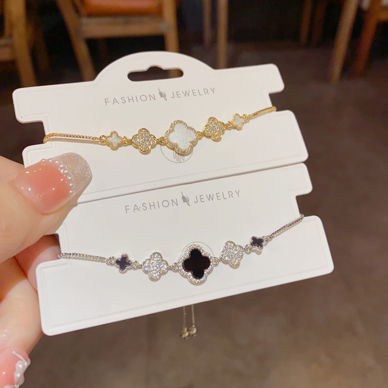 Simple Design Zircon Four-leaf Flower Light Luxury High-grade Bracelets