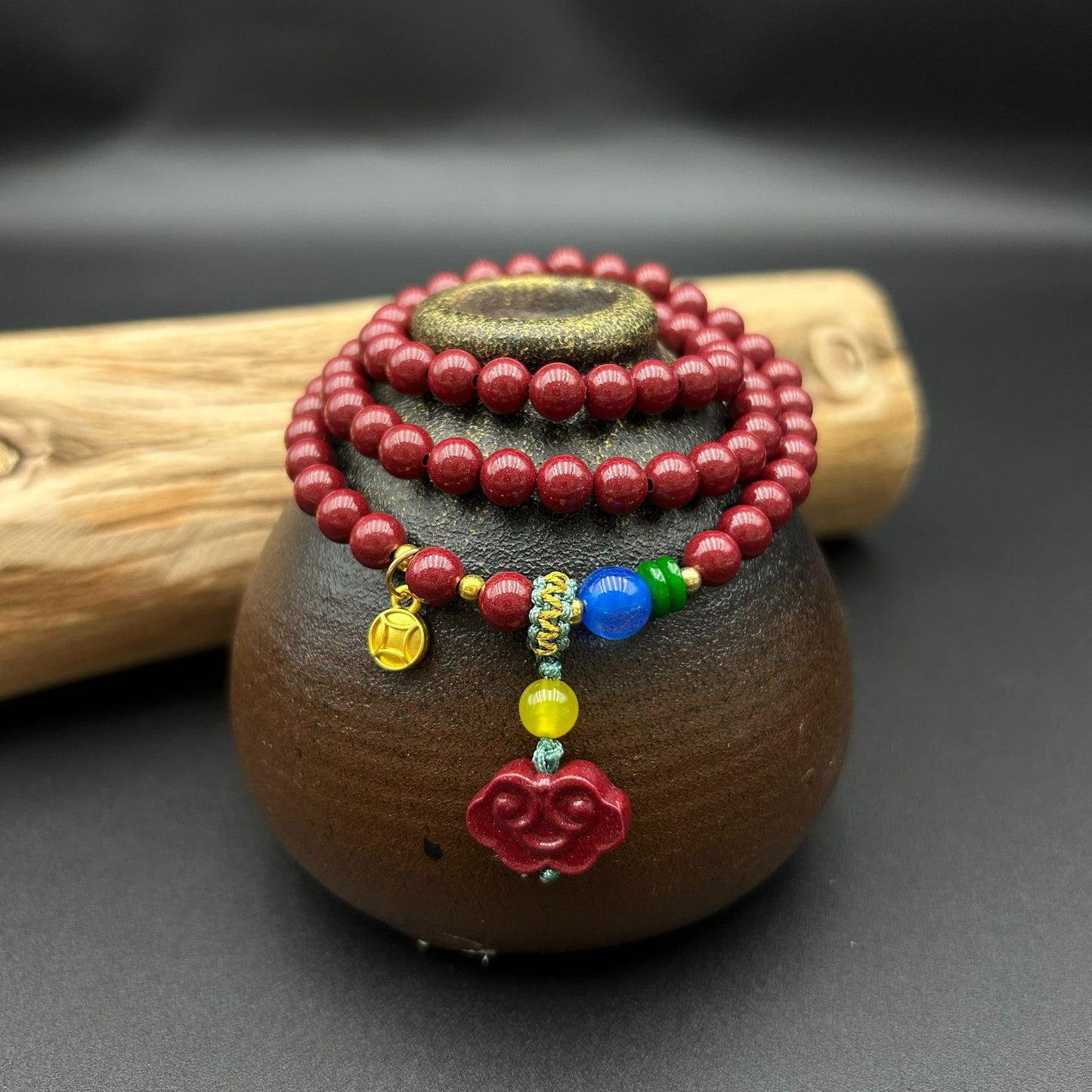 Women's Cinnabar Beads Three-circle Purple Gold Sand Bracelets