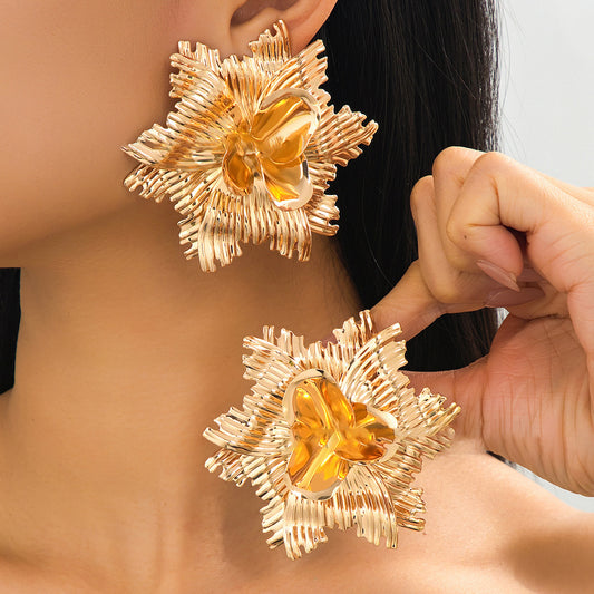 Women's Fashion Three-dimensional Large Flower Light Luxury Retro Sun Rings