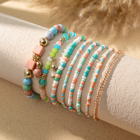 Style Bohemian Bead Design Sense Niche Contrast Bracelets