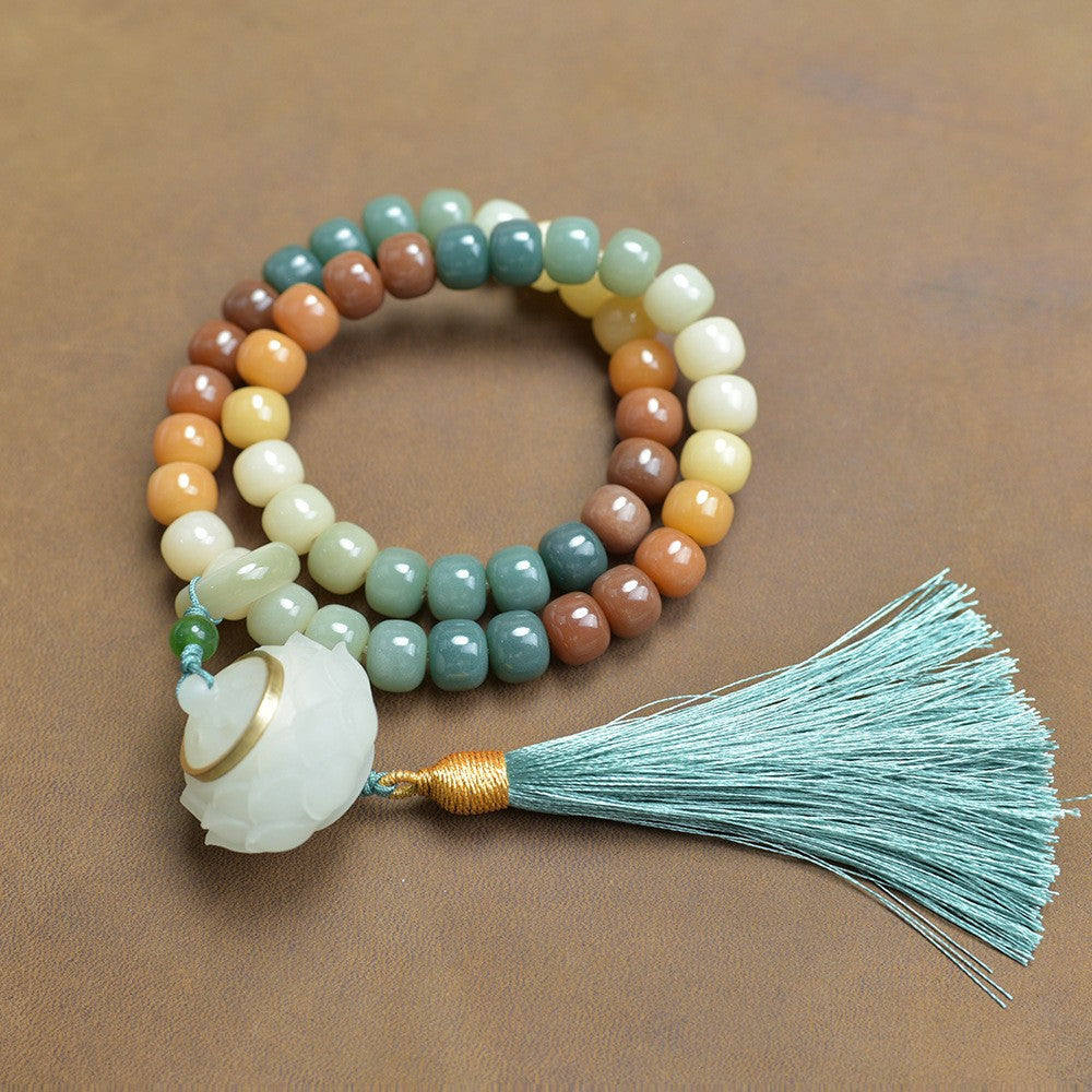 Women's & Men's Natural Bodhi Double Circle Abacus Beads Rosary Hand Bracelets