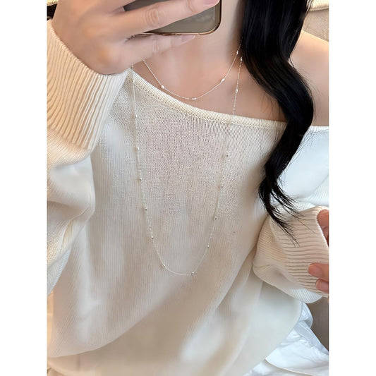 Women's Long Twin Bead Chain High Sense Light Necklace