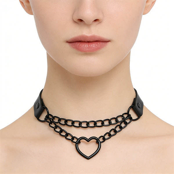 Leather Female Black Spike Punk Gothic Collar
