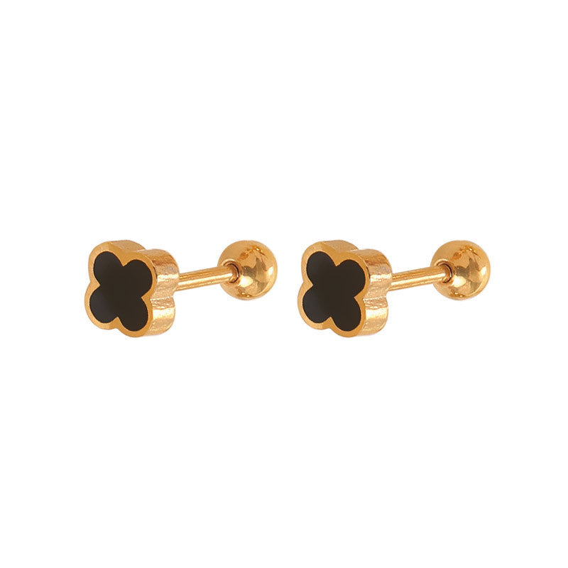 Clover Female Titanium Steel Ear Bone Stud Earrings
