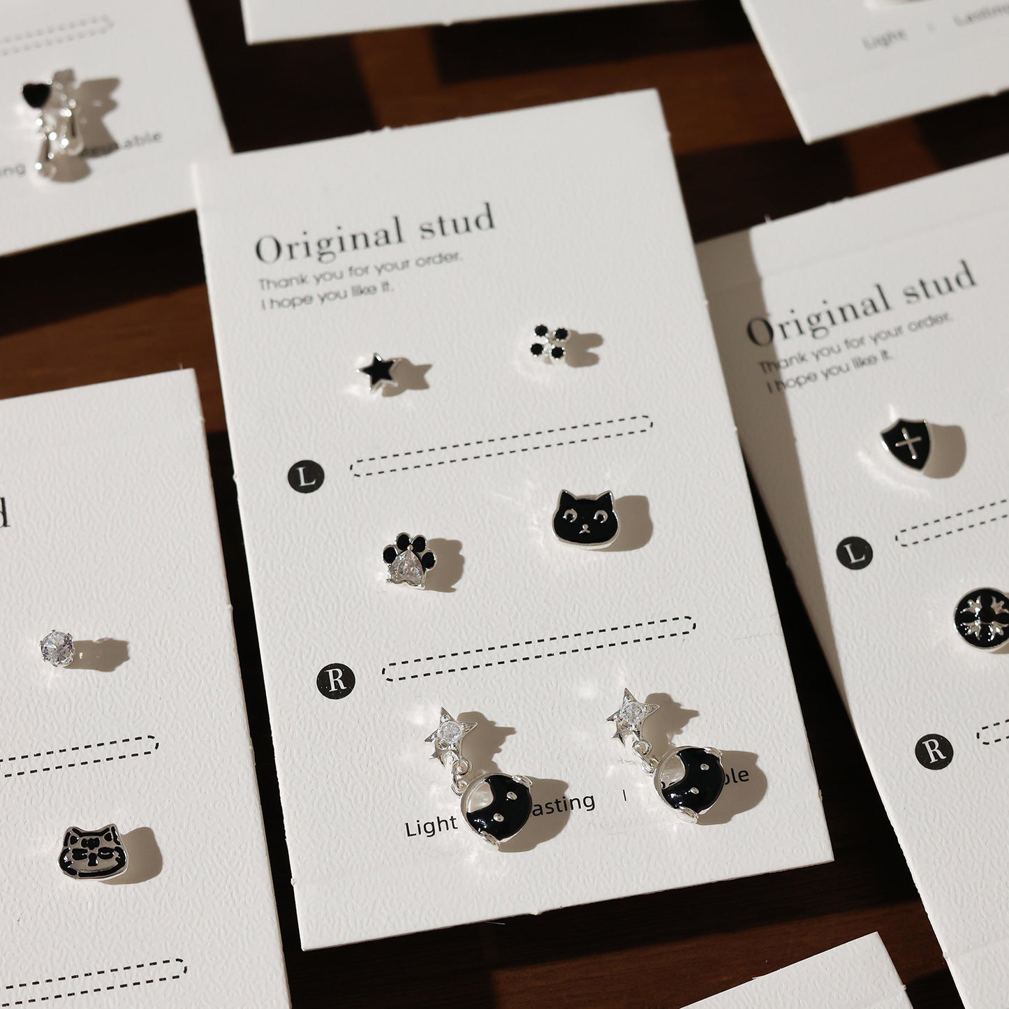 Elegant Black Series Earings Simple Personalized Stud Earrings