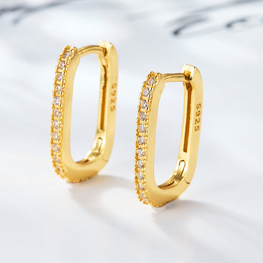 Unique Simple U-shaped Inlaid Zircon Style Earrings