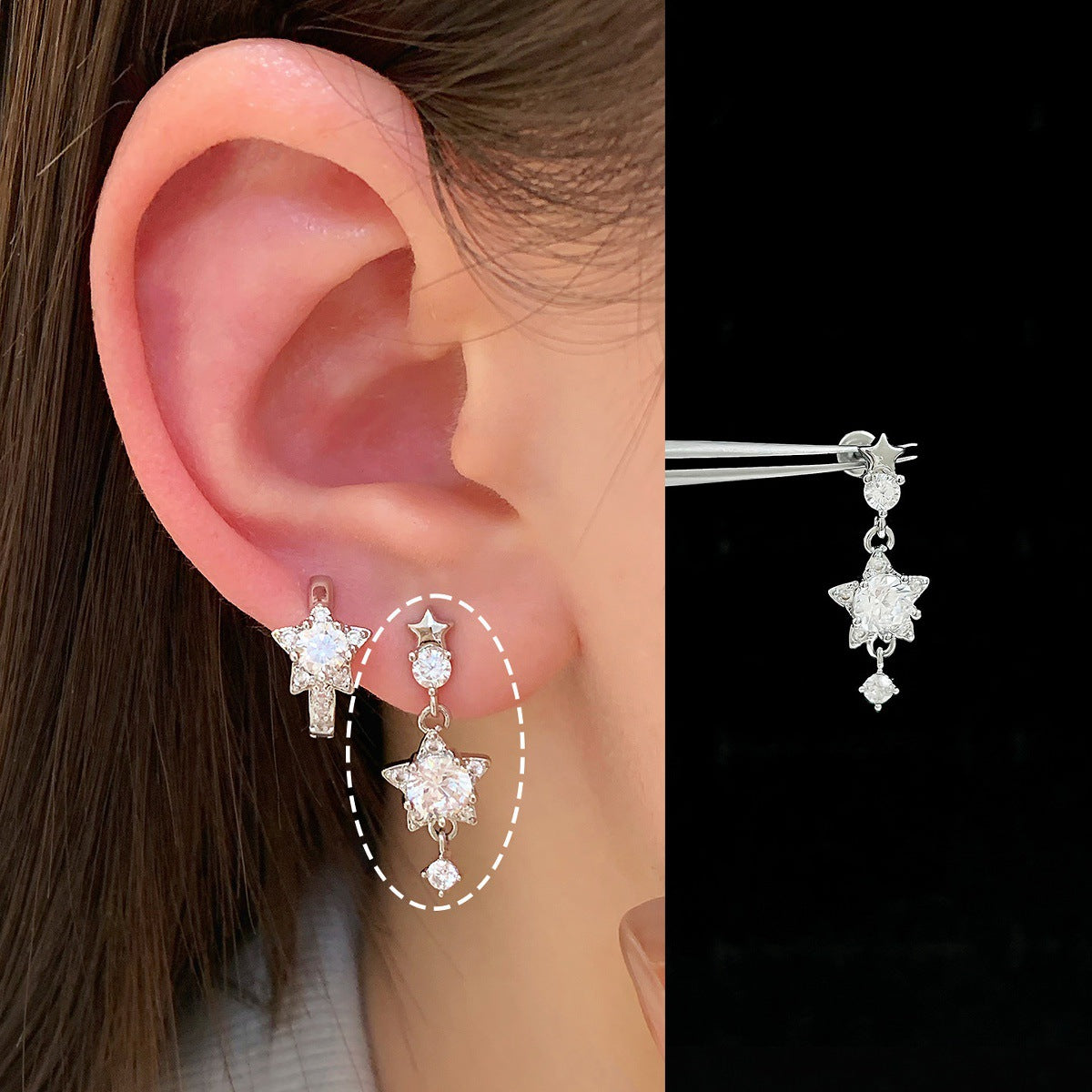 Blue Pink Medical Titanium Steel Auricular Needle Stud Earrings