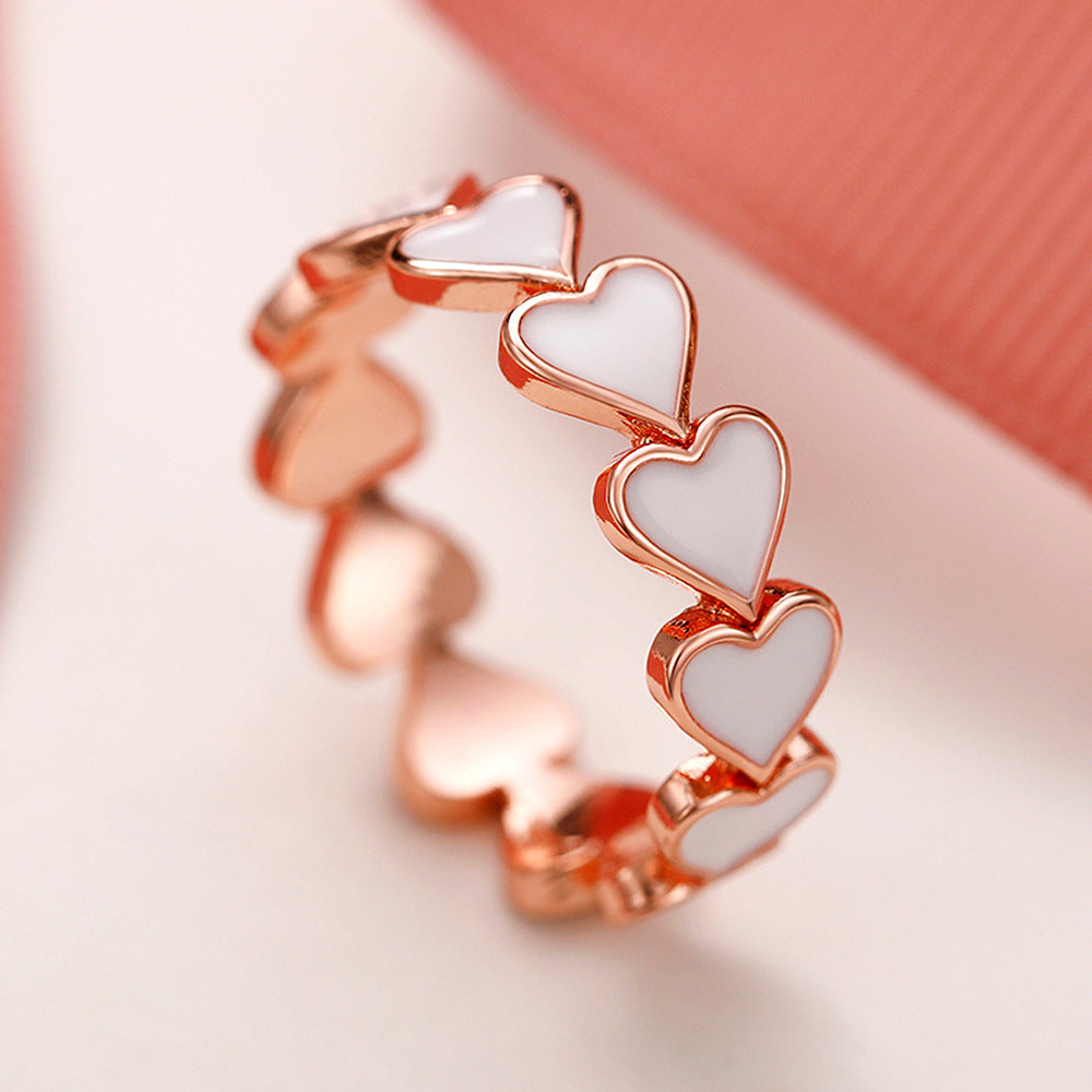 Shi Simple Pink Heart-to-heart Epoxy Female Jewelry Set