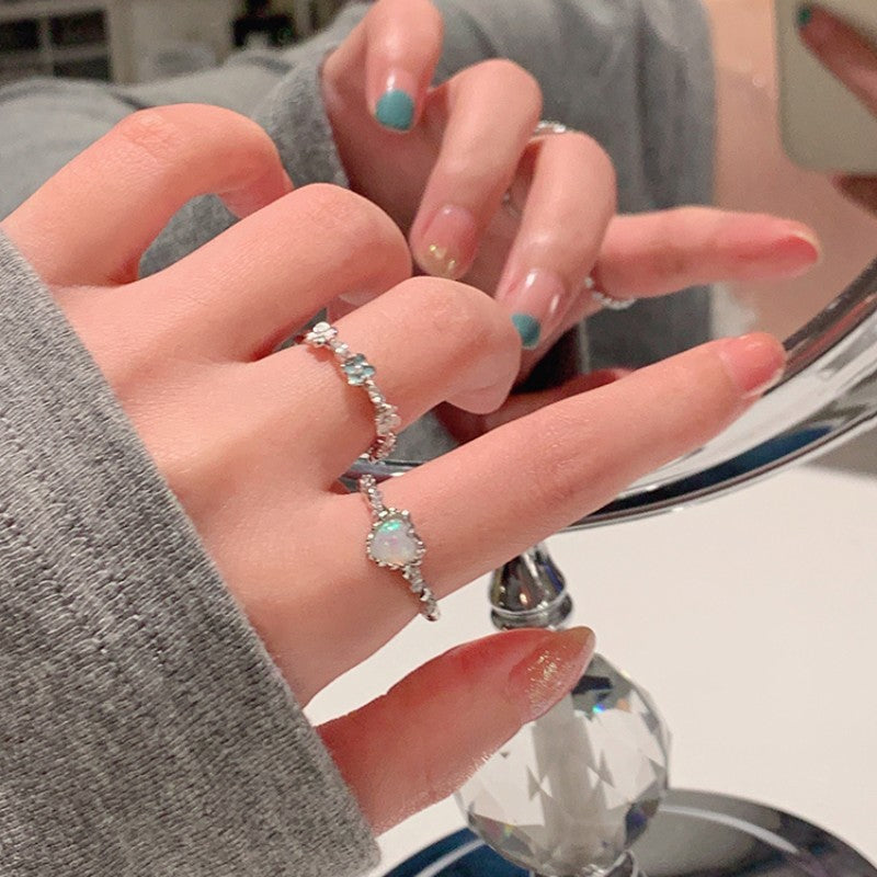 Style Pearl Zircon Butterfly Female Niche High-grade Rings