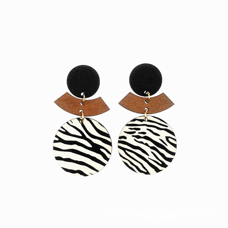 Patch Fashionable Simple Geometric Versatile Wooden Earrings
