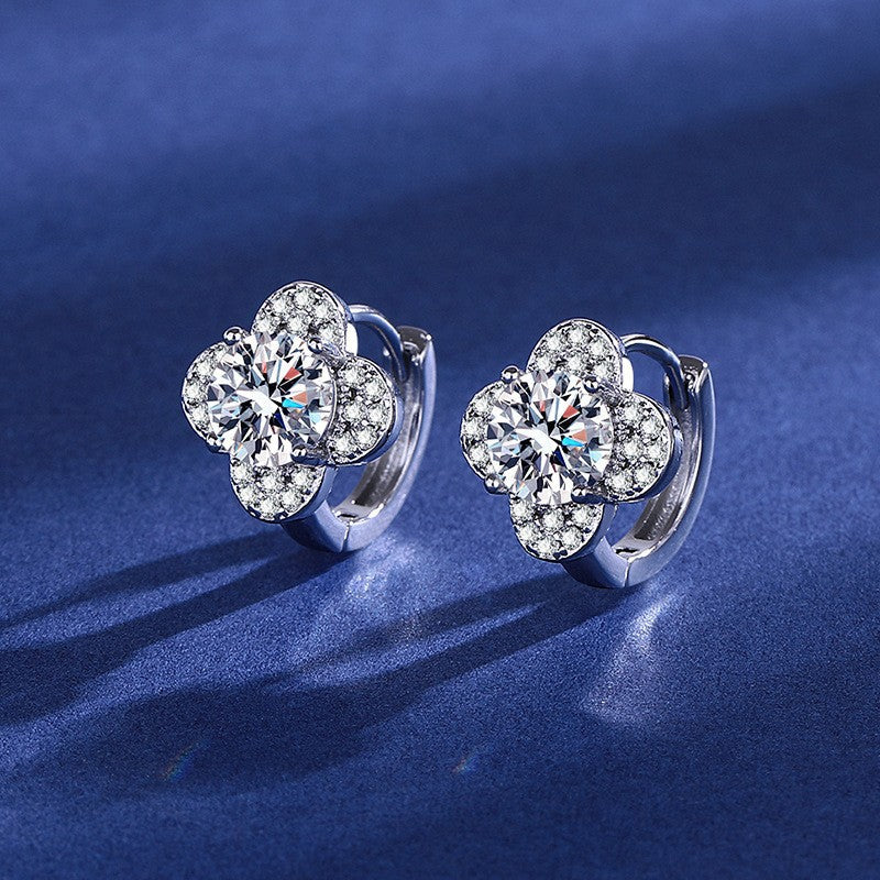 Moissanite Ear Female With Hearts Sterling Earrings