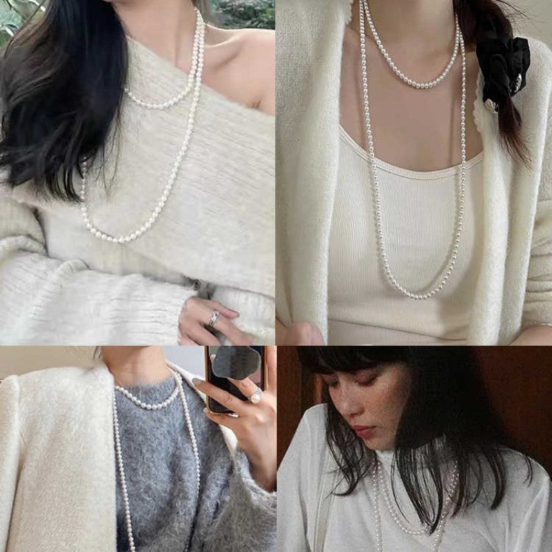 Women's Long Pearl Elegant Fashionable Super Twin Necklaces