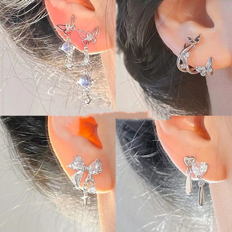 Cold Butterfly Asymmetric Temperament Simple Light Earrings
