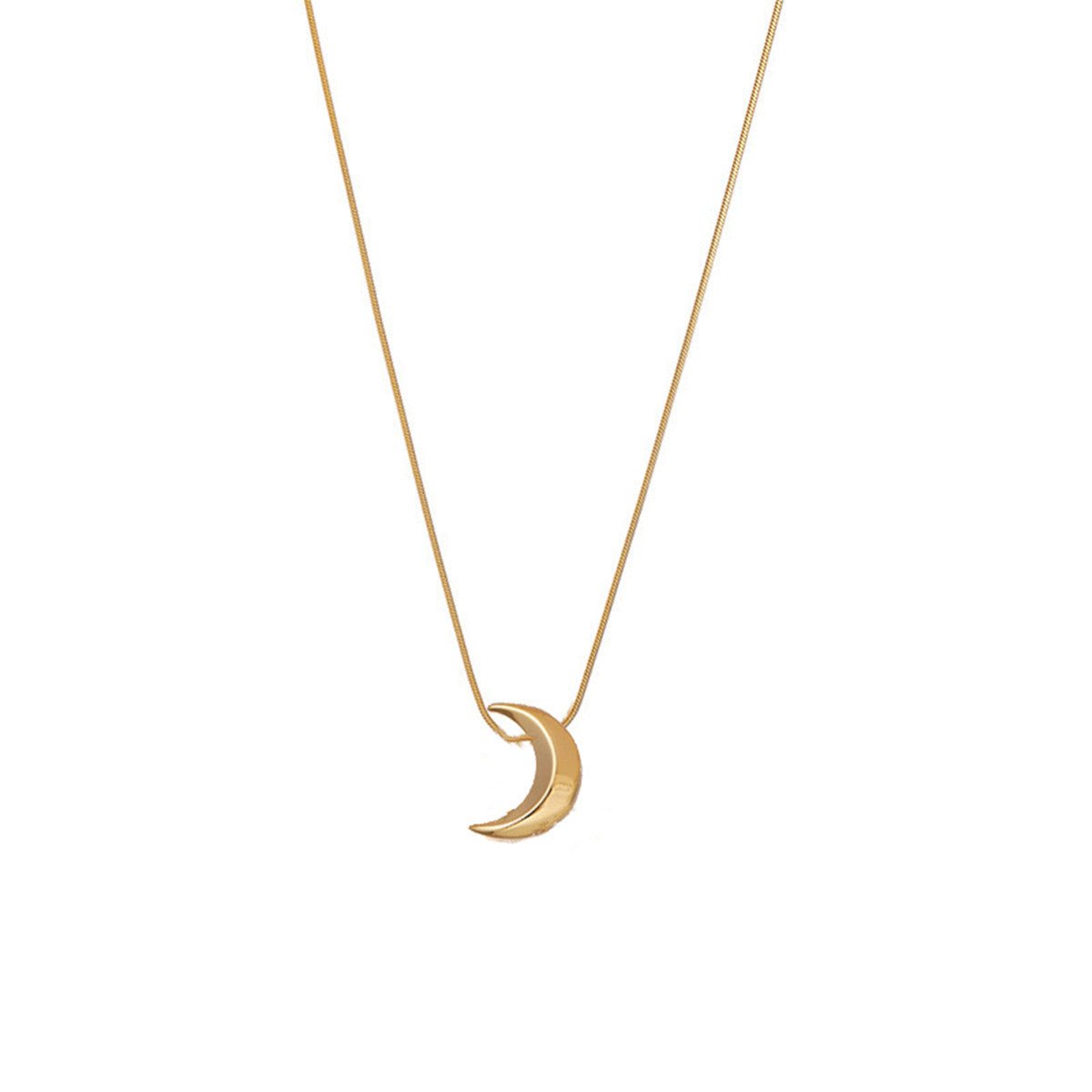 Women's Titanium Steel Moon Shape Design Clavicle Chain Necklace