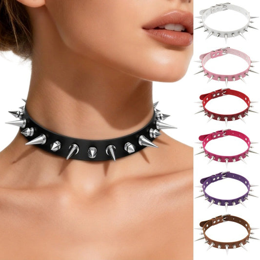 Exaggerated Punk Rock Leather Neckband Couple Collar