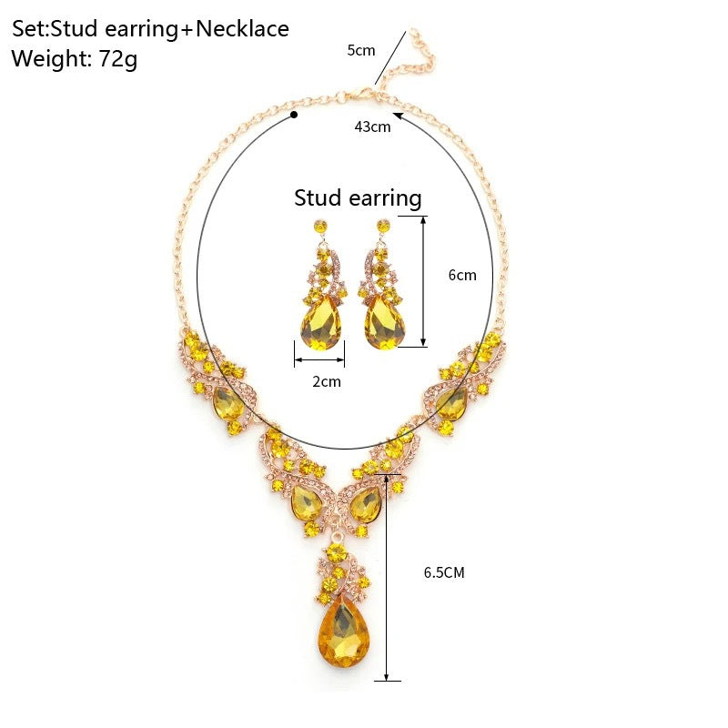 Bridal Water Drop High-key Dignified Two-piece Retro Earrings