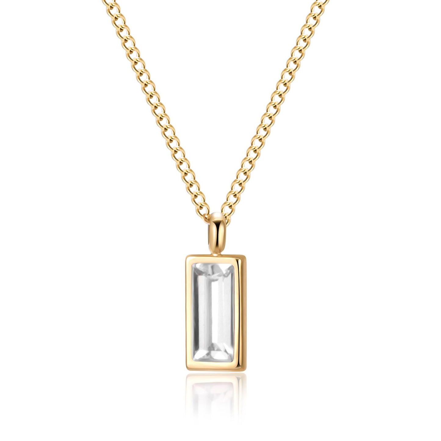 Square Zircon Titanium Steel Multiple Gold Necklaces