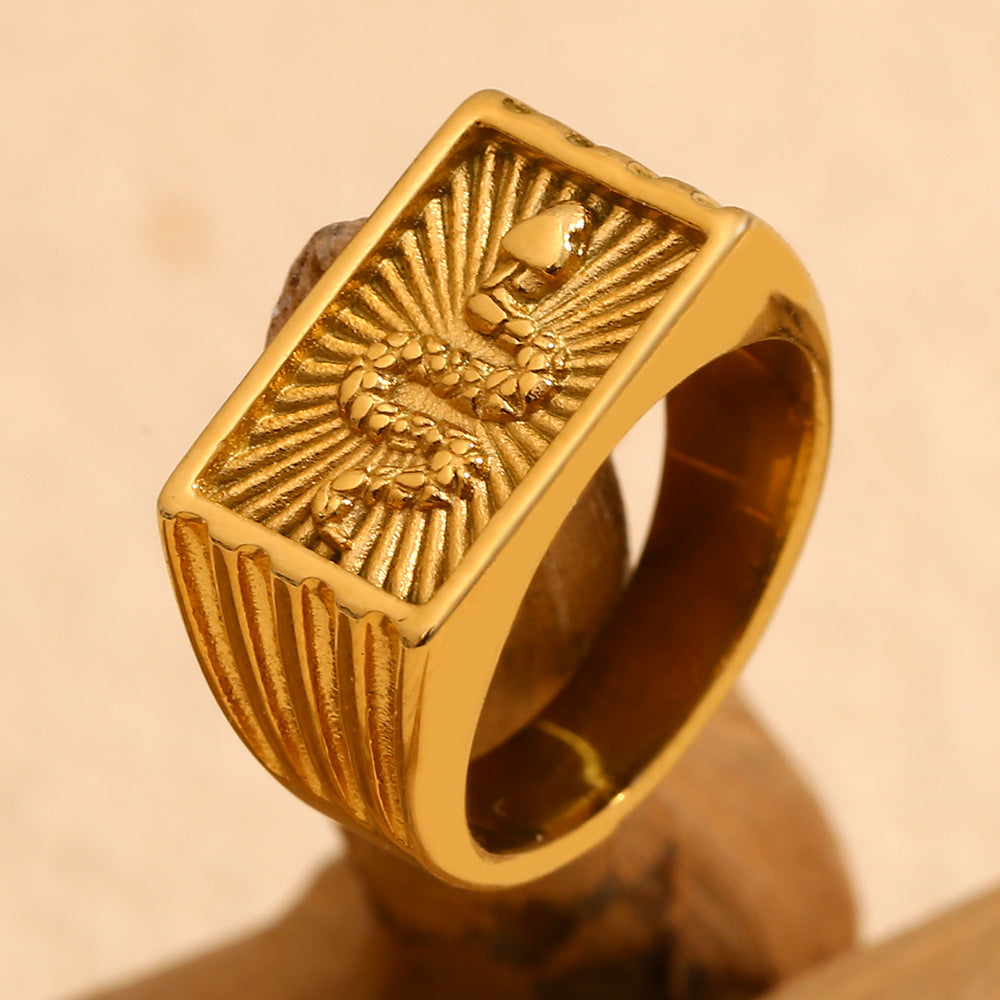 Women's Personality Stainless Steel Gold Plated Retro Rings