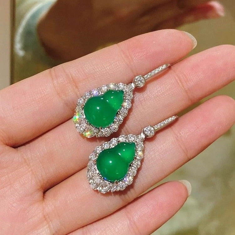 Sier Plated Diamond Luxury Elegance Retro Chinese Earrings