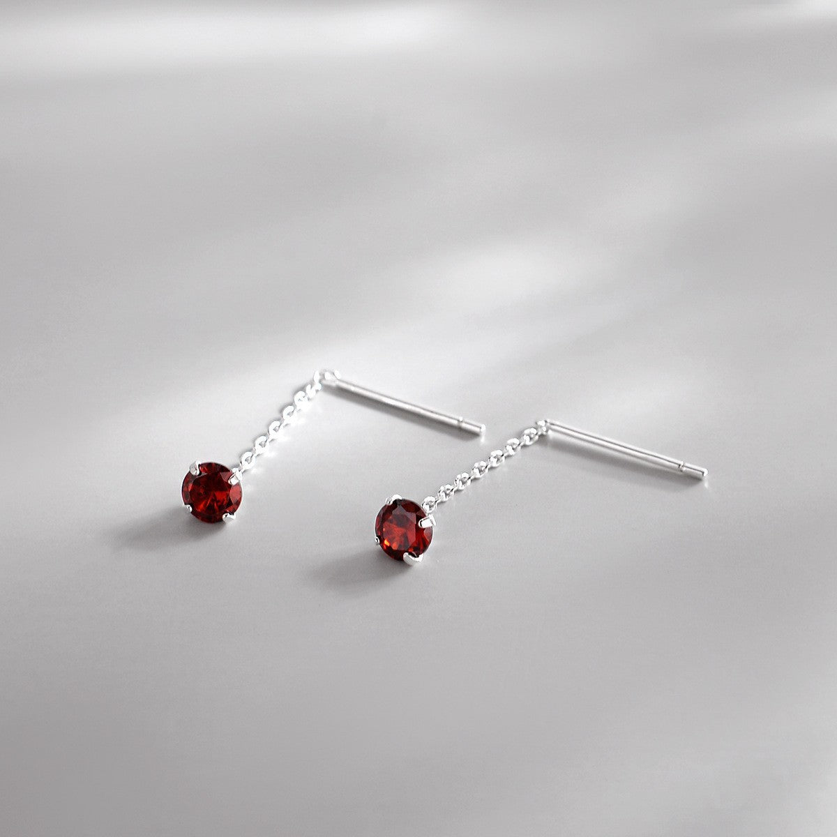 Women's Sier Zircon Fashion Simple Long Tassel Stud Earrings