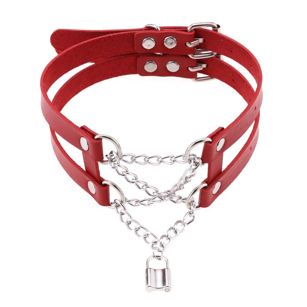 Temperament Double Row Line Chain Brain Teaser Neckband Sexy Lock Necklaces