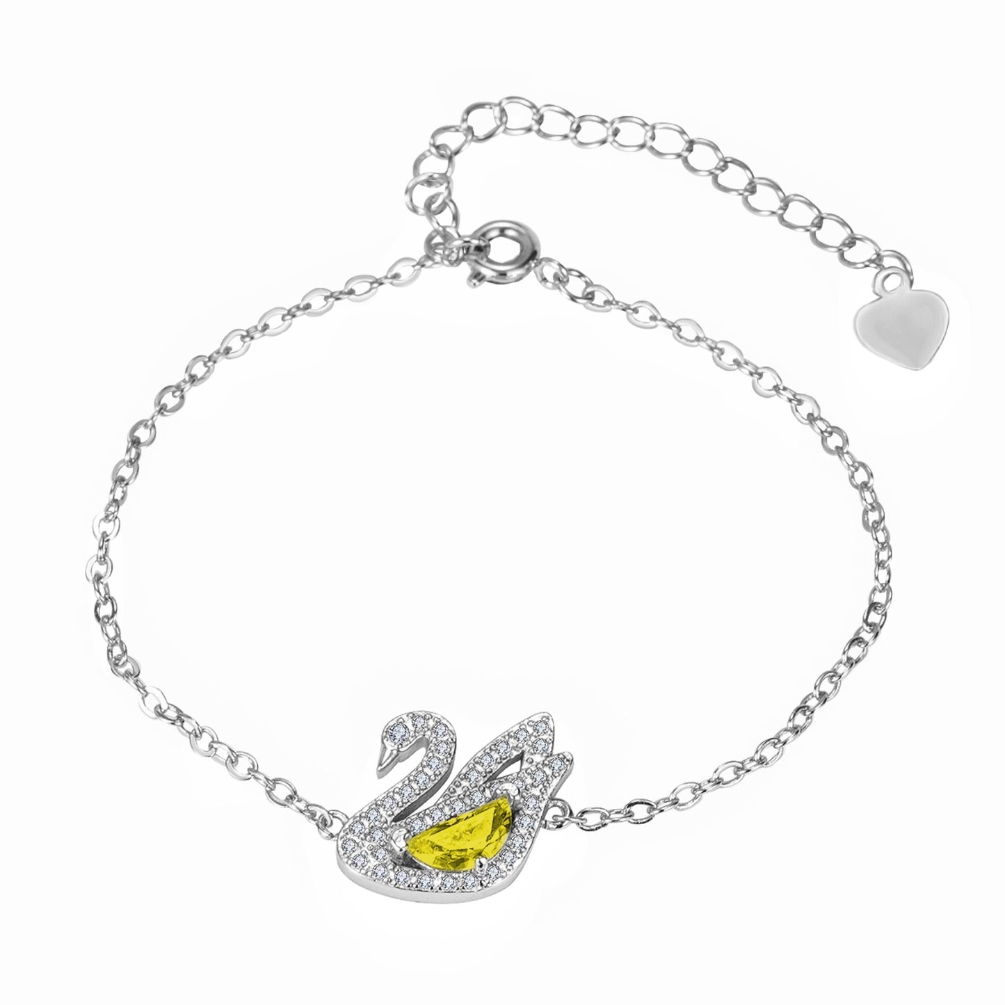 Trendy Creative White Swan Zircon Colorful Crystals Pave Ear Full Jewelry Set