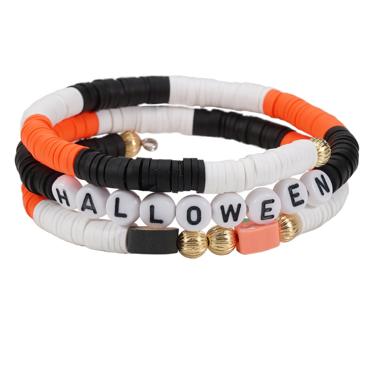 Halloween Polymer Clay Letter Beaded Party Bracelets